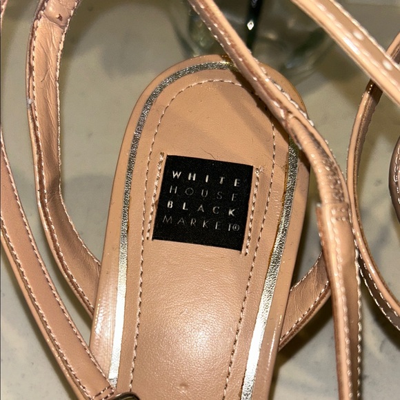 White House Black Market 9.5M 3.5 inch Nude Strappy Heels - Picture 4 of 12